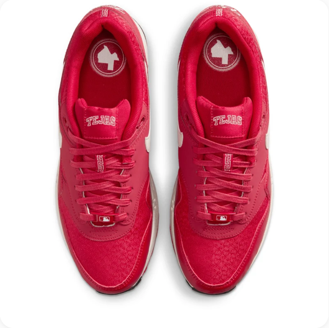 Nike Red Low-Top Sneakers with Cream Swoosh & “Viva Tejas” Heel Embroidery