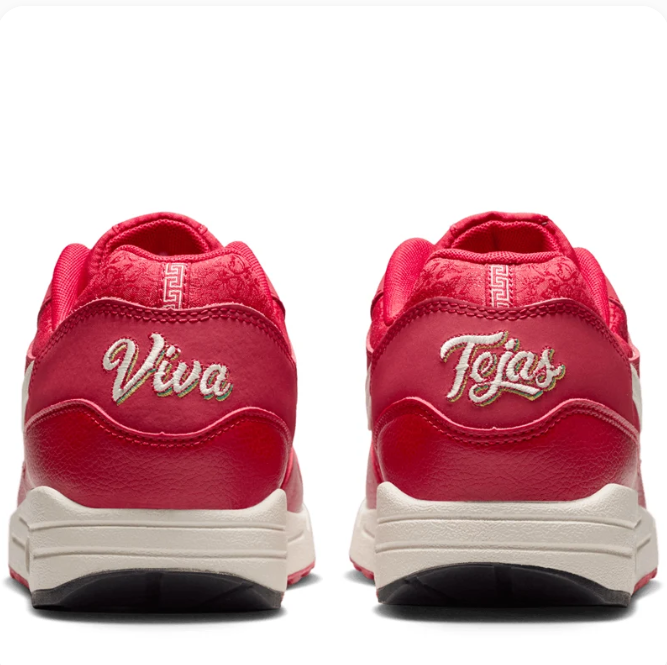 Nike Red Low-Top Sneakers with Cream Swoosh & “Viva Tejas” Heel Embroidery