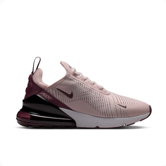 Nike Air Max 270 Blush Pink & Burgundy Low-Top Sneakers