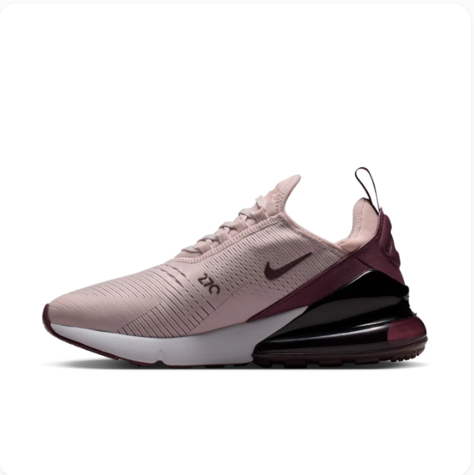 Nike Air Max 270 Blush Pink & Burgundy Low-Top Sneakers