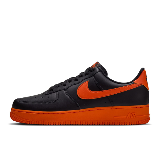 Nike Air Force 1 Black & Orange Low-Top Sneakers