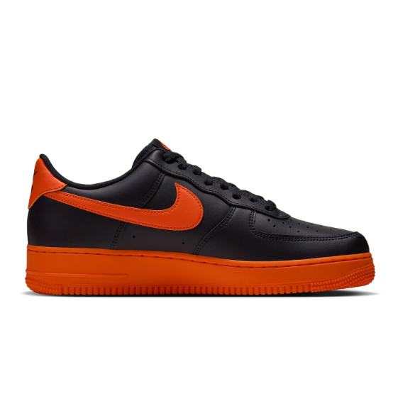 Nike Air Force 1 Black & Orange Low-Top Sneakers