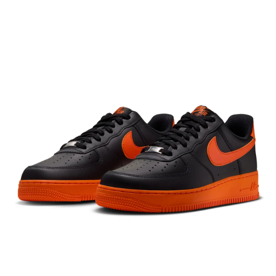 Nike Air Force 1 Black & Orange Low-Top Sneakers