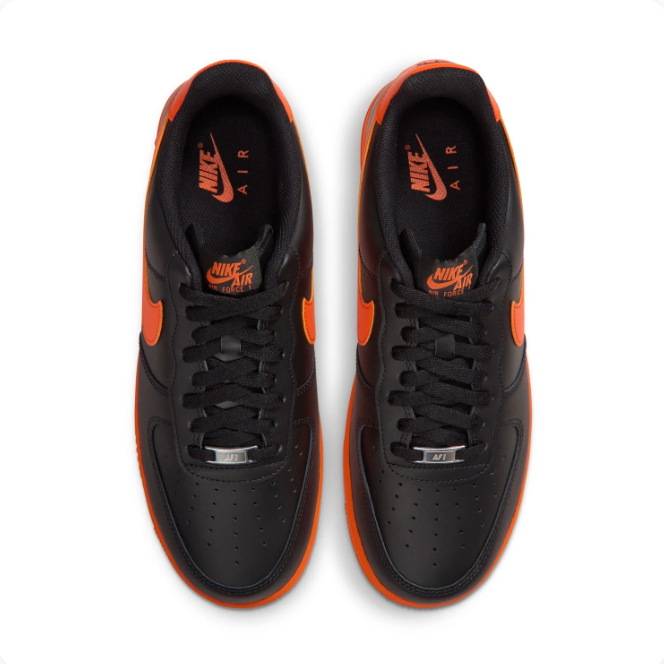Nike Air Force 1 Black & Orange Low-Top Sneakers