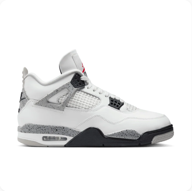 Air Jordan White & Speckled Grey Sneakers with Black & Red Accents