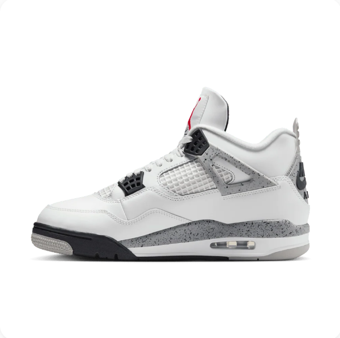 Air Jordan White & Speckled Grey Sneakers with Black & Red Accents