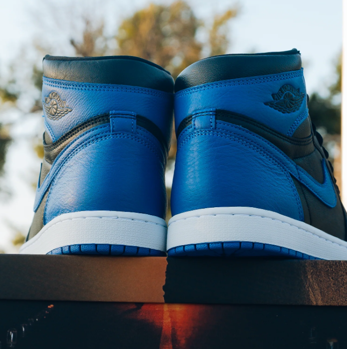 Air Jordan Black and Royal Blue High-Top Sneakers